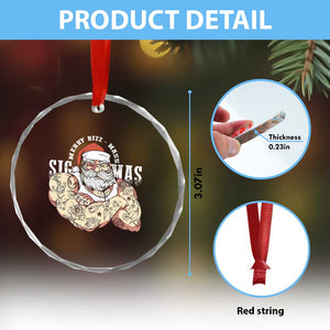 Funny Xmas Santa Crystal Glass Ornament Merry Rizzmas Sigmas Charisma Rizz Santa TS11 Print Your Wear