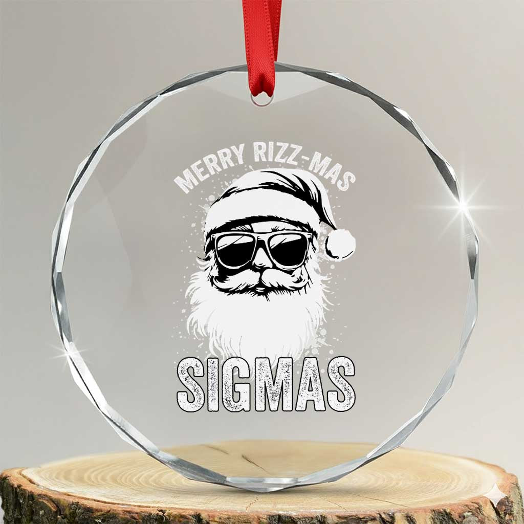 Funny Xmas Santa Crystal Glass Ornament Merry Rizzmas Sigmas Charisma Rizz Santa Claus TS11 Transparent Glass 3'' Circle Print Your Wear
