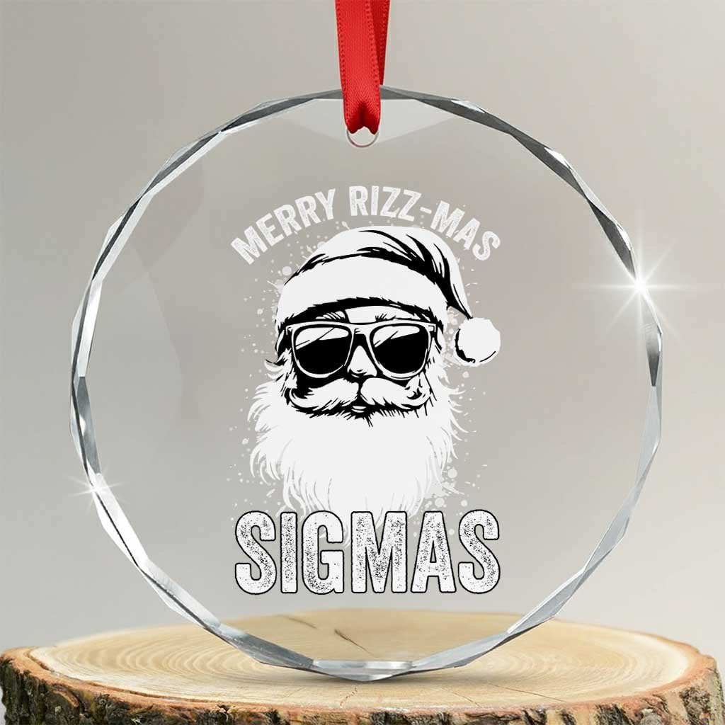 Funny Xmas Santa Crystal Glass Ornament Merry Rizzmas Sigmas Charisma Rizz Santa Claus TS11 Transparent Glass 3'' Circle Print Your Wear