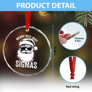 Funny Xmas Santa Crystal Glass Ornament Merry Rizzmas Sigmas Charisma Rizz Santa Claus TS11 Print Your Wear