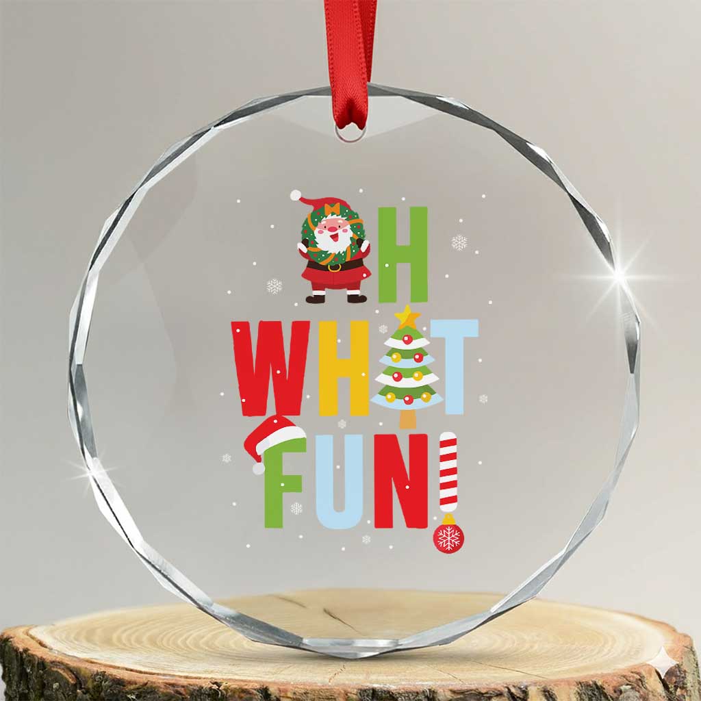 Funny Xmas Santa Crystal Glass Ornament Oh What Fun Christmas Tree And Wreath TS10 Transparent Glass 3'' Circle Print Your Wear