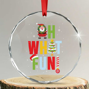 Funny Xmas Santa Crystal Glass Ornament Oh What Fun Christmas Tree And Wreath - Print Your Wear