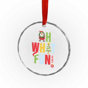 Funny Xmas Santa Crystal Glass Ornament Oh What Fun Christmas Tree And Wreath - Print Your Wear