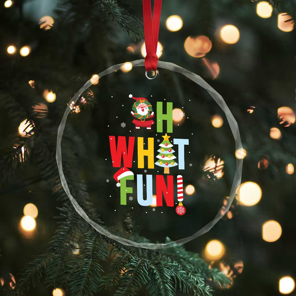 Funny Xmas Santa Crystal Glass Ornament Oh What Fun Christmas Tree And Wreath TS10 Print Your Wear