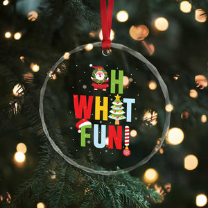 Funny Xmas Santa Crystal Glass Ornament Oh What Fun Christmas Tree And Wreath - Print Your Wear