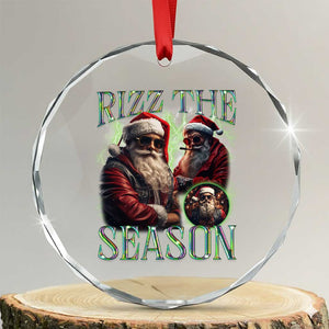 Funny Xmas Santa Crystal Glass Ornament Rizz The Season Cool Santa TS09 Transparent Glass 3'' Circle Print Your Wear