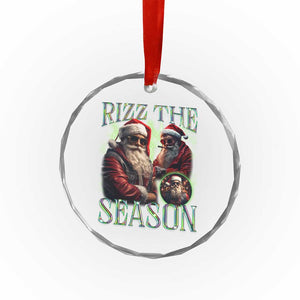 Funny Xmas Santa Crystal Glass Ornament Rizz The Season Cool Santa TS09 Print Your Wear