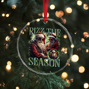 Funny Xmas Santa Crystal Glass Ornament Rizz The Season Cool Santa TS09 Print Your Wear
