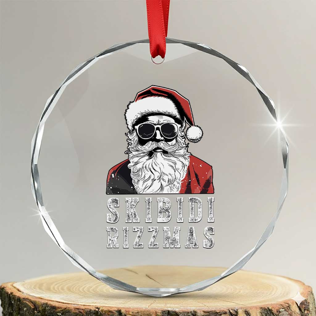 Funny Xmas Santa Crystal Glass Ornament Skibidi Rizzmas Cool Charisma Rizz Santa Claus TS11 Transparent Glass 3'' Circle Print Your Wear