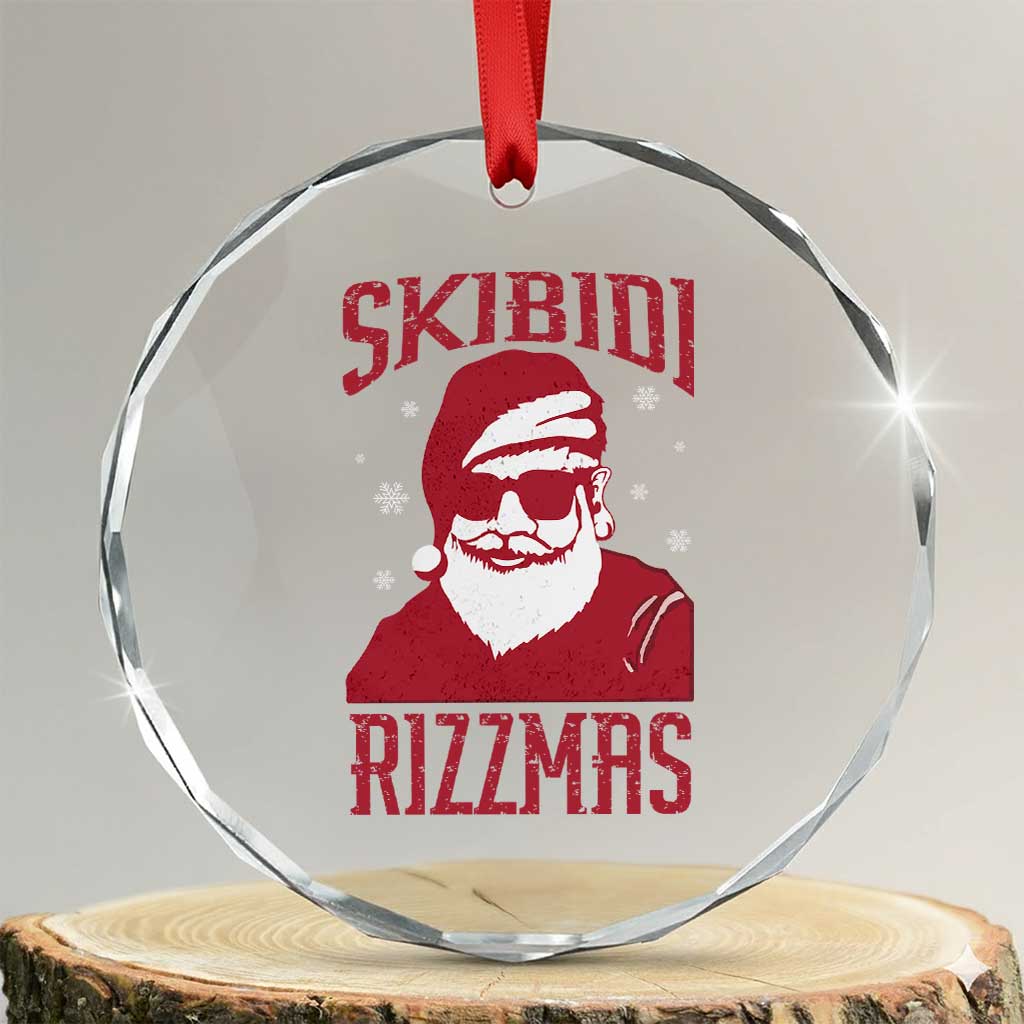 Funny Xmas Santa Crystal Glass Ornament Skibidi Rizzmas Vintage Charisma Rizz Santa Claus TS11 Transparent Glass 3'' Circle Print Your Wear
