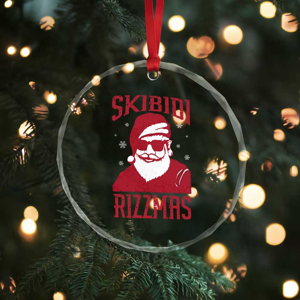 Funny Xmas Santa Crystal Glass Ornament Skibidi Rizzmas Vintage Charisma Rizz Santa Claus TS11 Print Your Wear