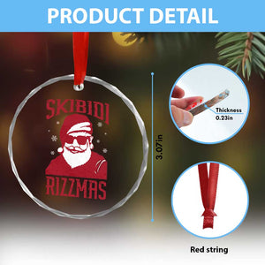 Funny Xmas Santa Crystal Glass Ornament Skibidi Rizzmas Vintage Charisma Rizz Santa Claus TS11 Print Your Wear