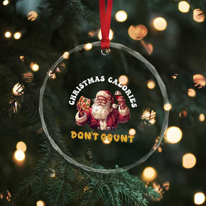Funny Xmas Santa Crystal Glass Ornament Xmas Calories Don't Count Pizza Wine TS11 Print Your Wear