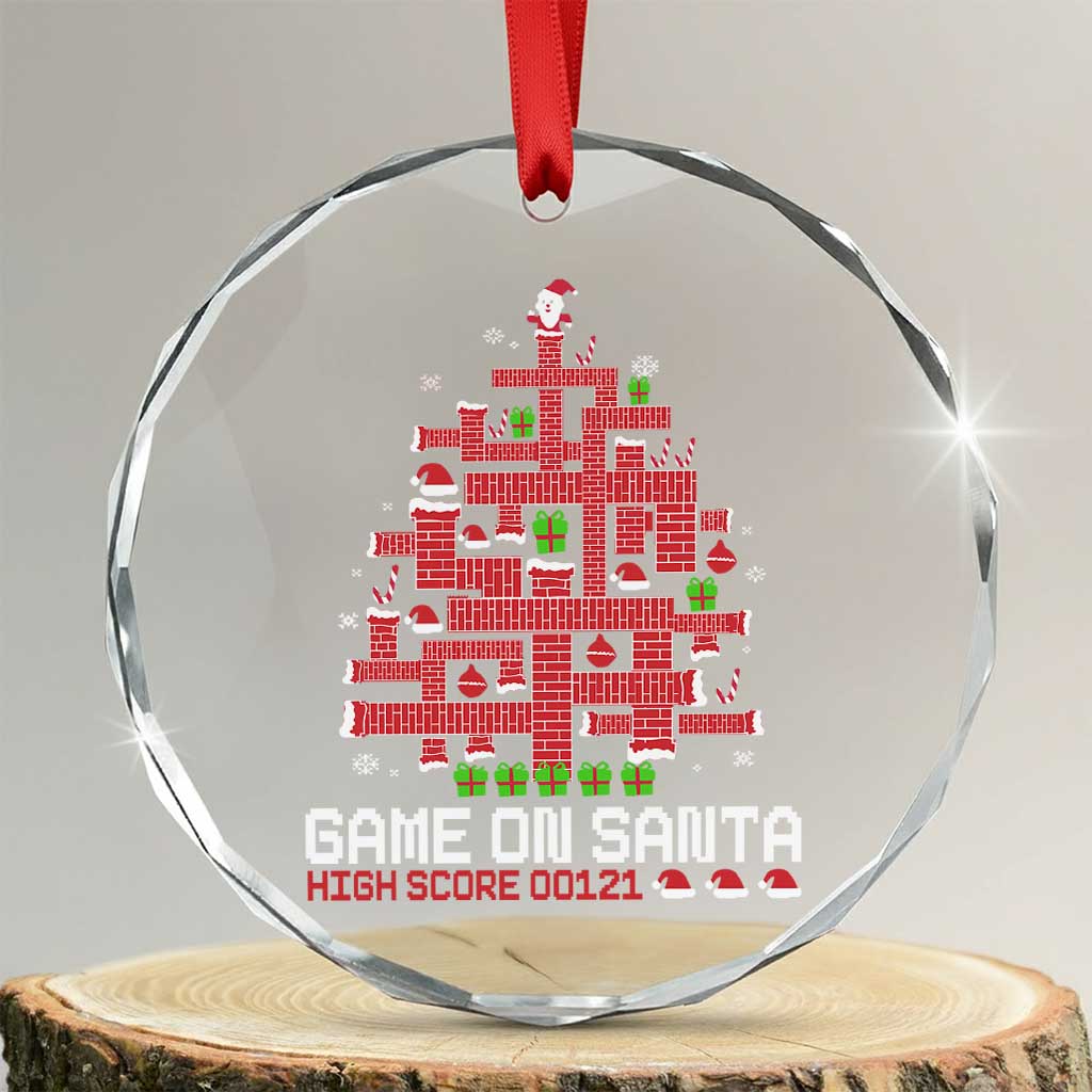 Funny Xmas Santa Gamers Crystal Glass Ornament Game On Santa Chimney Xmas Tree TS11 Transparent Glass 3'' Circle Print Your Wear