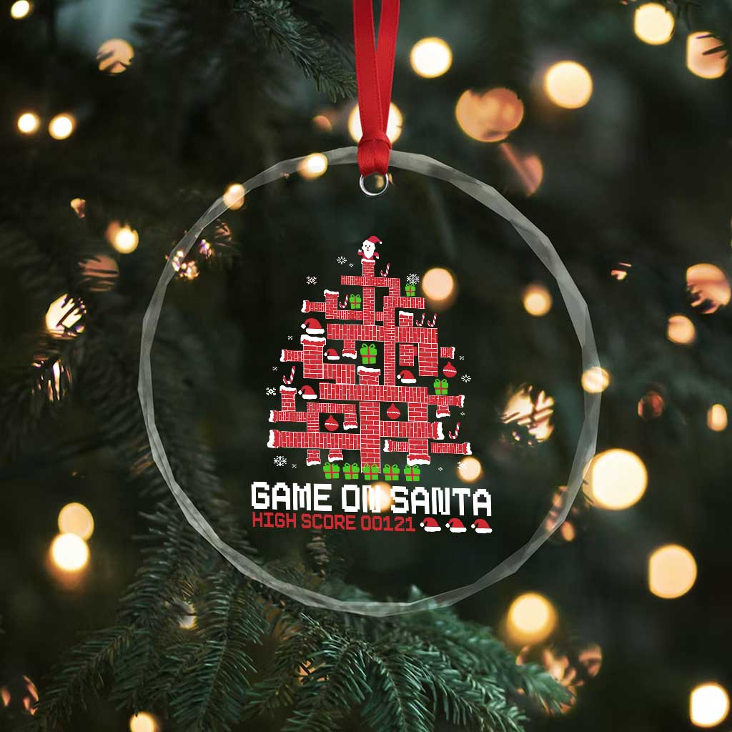 Funny Xmas Santa Gamers Crystal Glass Ornament Game On Santa Chimney Xmas Tree TS11 Print Your Wear