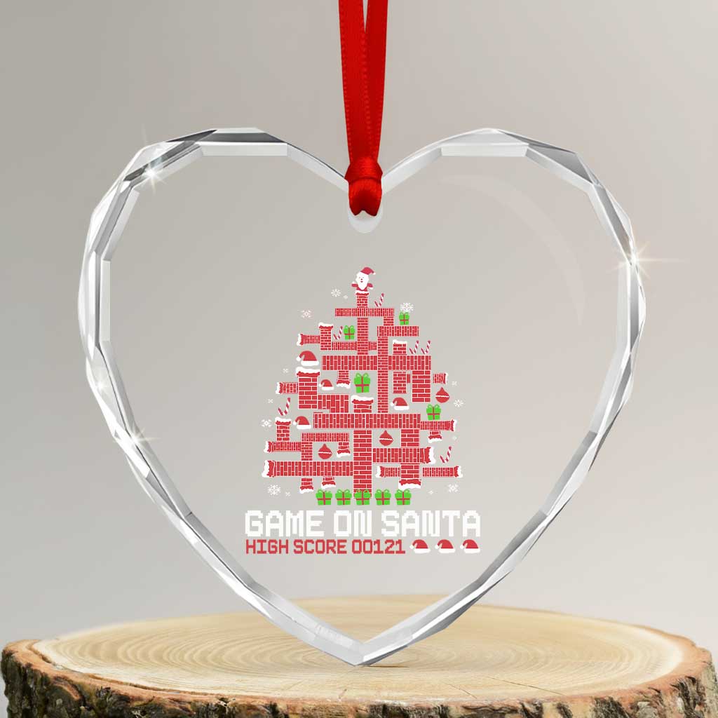 Funny Xmas Santa Gamers Heart Crystal Glass Ornament Game On Santa Chimney Xmas Tree TS11 Transparent Glass 3'' Heart Print Your Wear