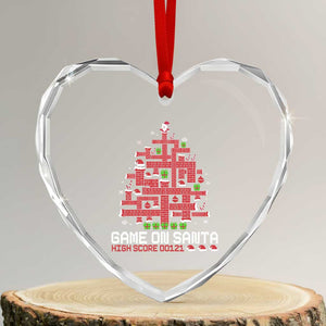 Funny Xmas Santa Gamers Heart Crystal Glass Ornament Game On Santa Chimney Xmas Tree TS11 Transparent Glass 3'' Heart Print Your Wear