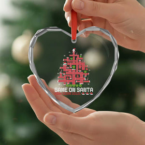 Funny Xmas Santa Gamers Heart Crystal Glass Ornament Game On Santa Chimney Xmas Tree TS11 Print Your Wear