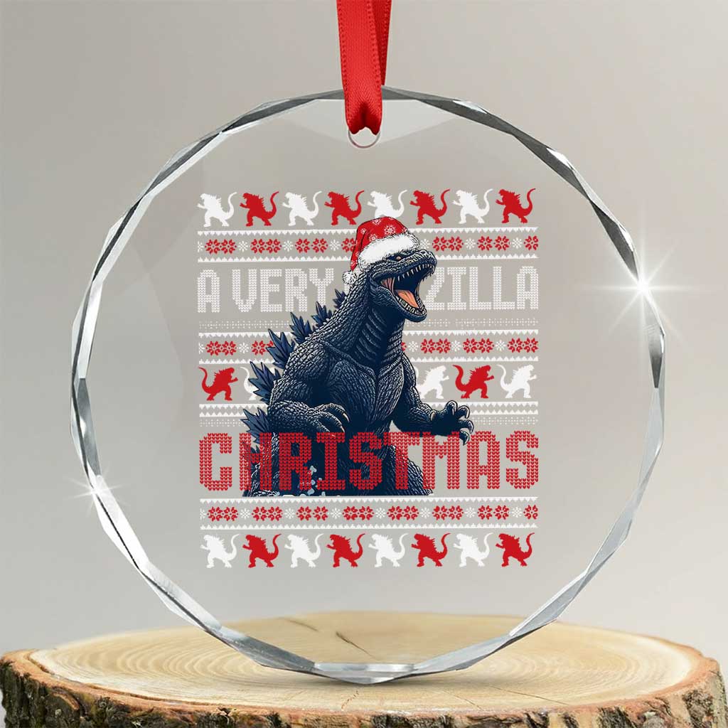 Funny Xmas Santa Godzilla Crystal Glass Ornament A Very Godzilla Xmas Japanese Monster TS11 Print Your Wear