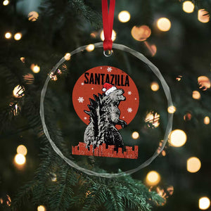 Funny Xmas Santa Godzilla Crystal Glass Ornament Santazilla Japanese Monster TS11 Print Your Wear