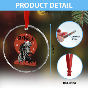 Funny Xmas Santa Godzilla Crystal Glass Ornament Santazilla Japanese Monster TS11 Print Your Wear