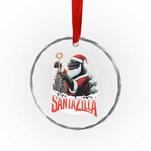 Funny Xmas Santa Godzilla Crystal Glass Ornament Santazilla Tower Xmas Tree TS11 Print Your Wear