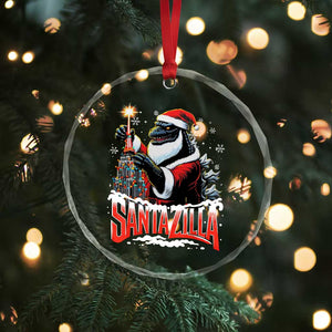 Funny Xmas Santa Godzilla Crystal Glass Ornament Santazilla Tower Xmas Tree TS11 Print Your Wear