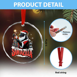 Funny Xmas Santa Godzilla Crystal Glass Ornament Santazilla Tower Xmas Tree TS11 Print Your Wear