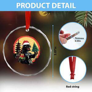 Funny Xmas Santa Godzilla Japanese Monster Crystal Glass Ornament TS11 Print Your Wear