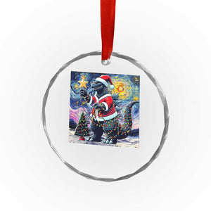 Funny Xmas Santa Godzilla Japanese Monster Starry Night Crystal Glass Ornament TS11 Print Your Wear