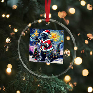 Funny Xmas Santa Godzilla Japanese Monster Starry Night Crystal Glass Ornament TS11 Print Your Wear