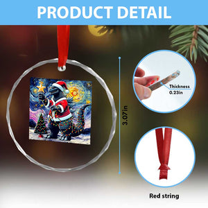 Funny Xmas Santa Godzilla Japanese Monster Starry Night Crystal Glass Ornament TS11 Print Your Wear