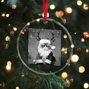 Funny Xmas Santa Grumpy Cat Crystal Glass Ornament TS11 Print Your Wear