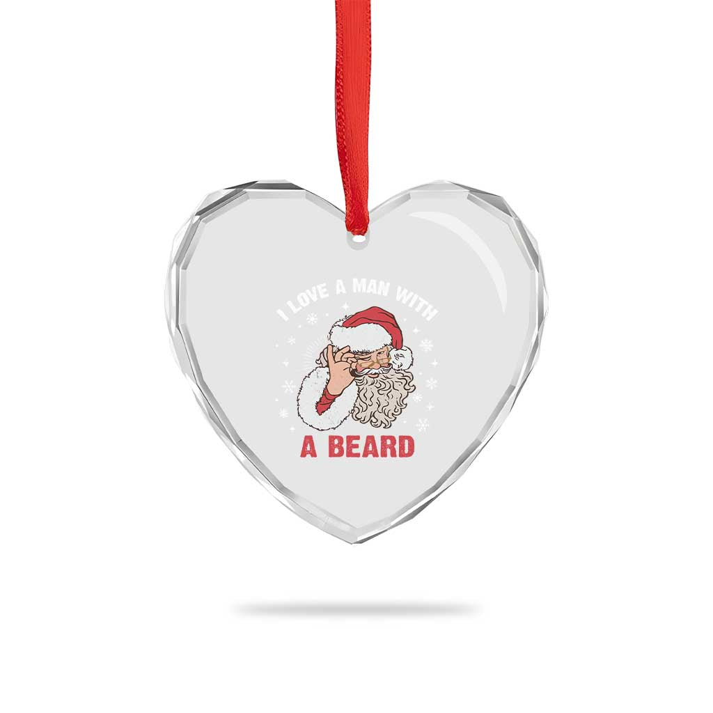Funny Xmas Santa Heart Crystal Glass Ornament I Love A Man With A Beard Snowflake TS11 Print Your Wear