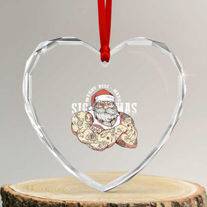 Funny Xmas Santa Heart Crystal Glass Ornament Merry Rizzmas Sigmas Charisma Rizz Santa TS11 Transparent Glass 3'' Heart Print Your Wear