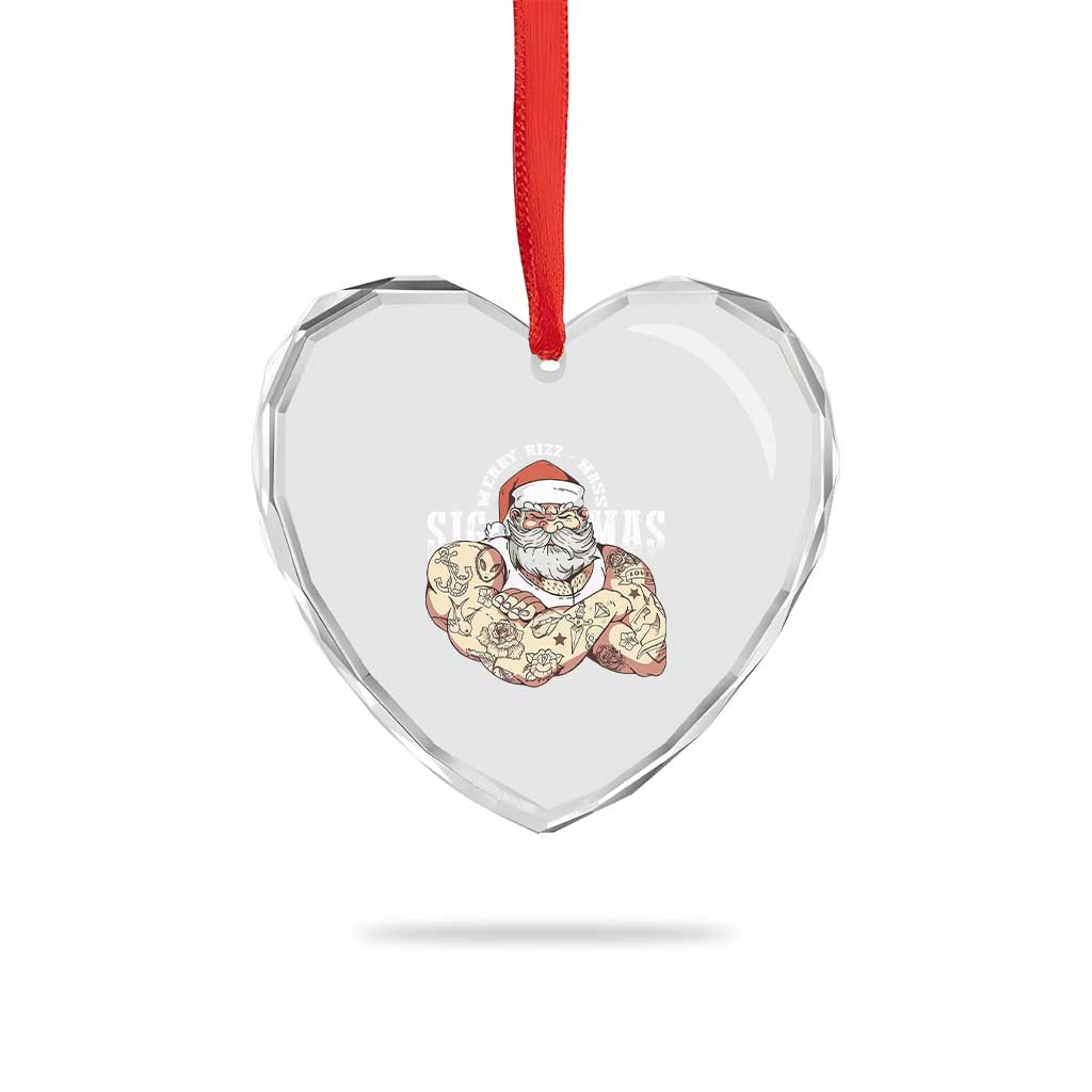 Funny Xmas Santa Heart Crystal Glass Ornament Merry Rizzmas Sigmas Charisma Rizz Santa TS11 Print Your Wear