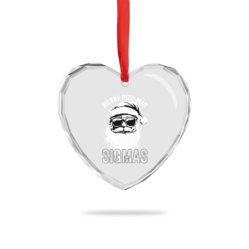 Funny Xmas Santa Heart Crystal Glass Ornament Merry Rizzmas Sigmas Charisma Rizz Santa Claus TS11 Print Your Wear