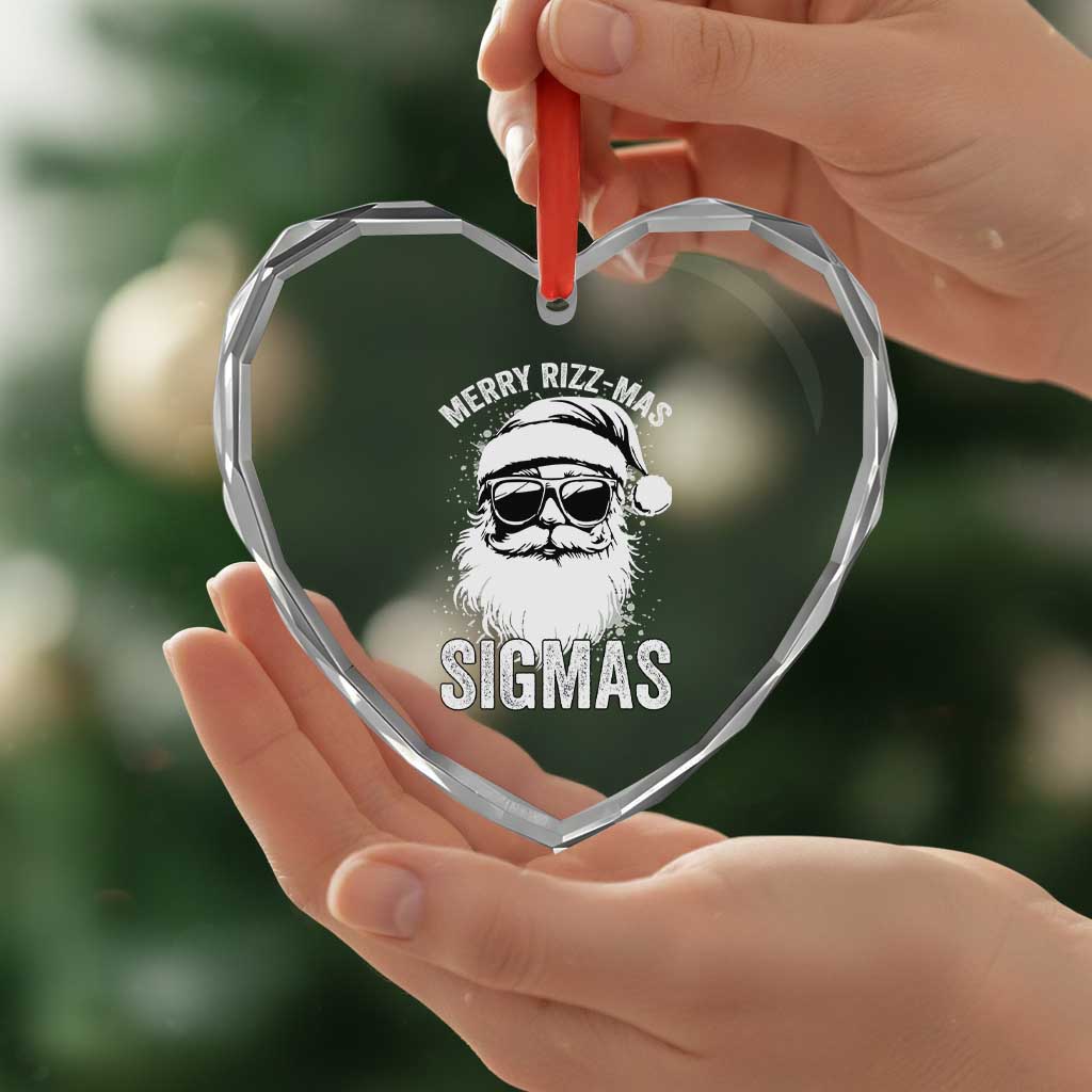 Funny Xmas Santa Heart Crystal Glass Ornament Merry Rizzmas Sigmas Charisma Rizz Santa Claus TS11 Print Your Wear