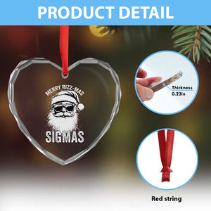 Funny Xmas Santa Heart Crystal Glass Ornament Merry Rizzmas Sigmas Charisma Rizz Santa Claus TS11 Print Your Wear