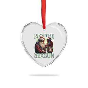 Funny Xmas Santa Heart Crystal Glass Ornament Rizz The Season Cool Santa TS09 Print Your Wear