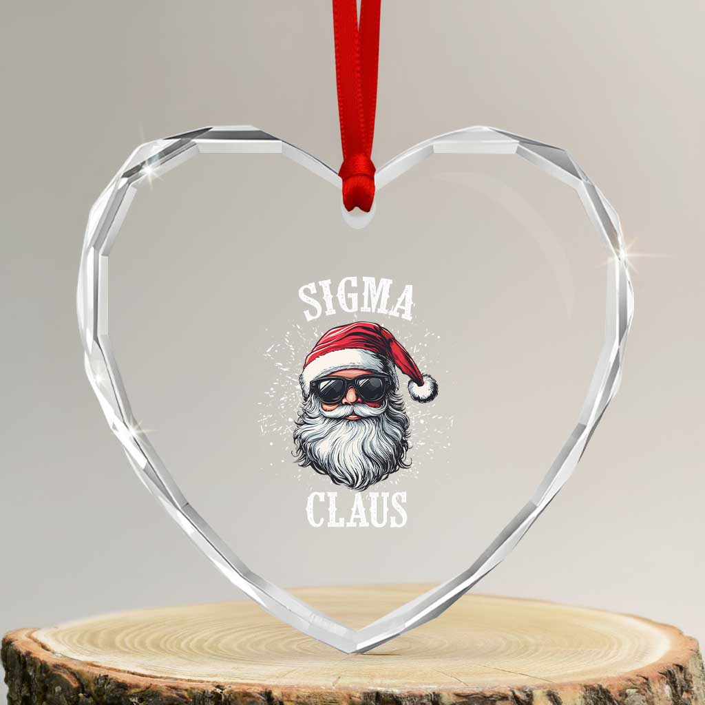 Funny Xmas Santa Heart Crystal Glass Ornament Sigma Claus Cool Santa The Rizzler Meme TS11 Transparent Glass 3'' Heart Print Your Wear