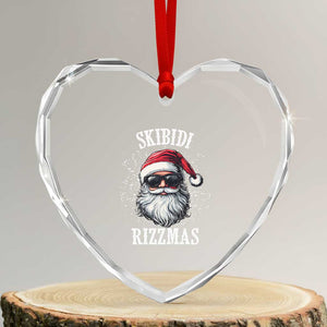 Funny Xmas Santa Heart Crystal Glass Ornament Skibidi Rizzmas Charisma Rizz Santa Claus TS11 Transparent Glass 3'' Heart Print Your Wear