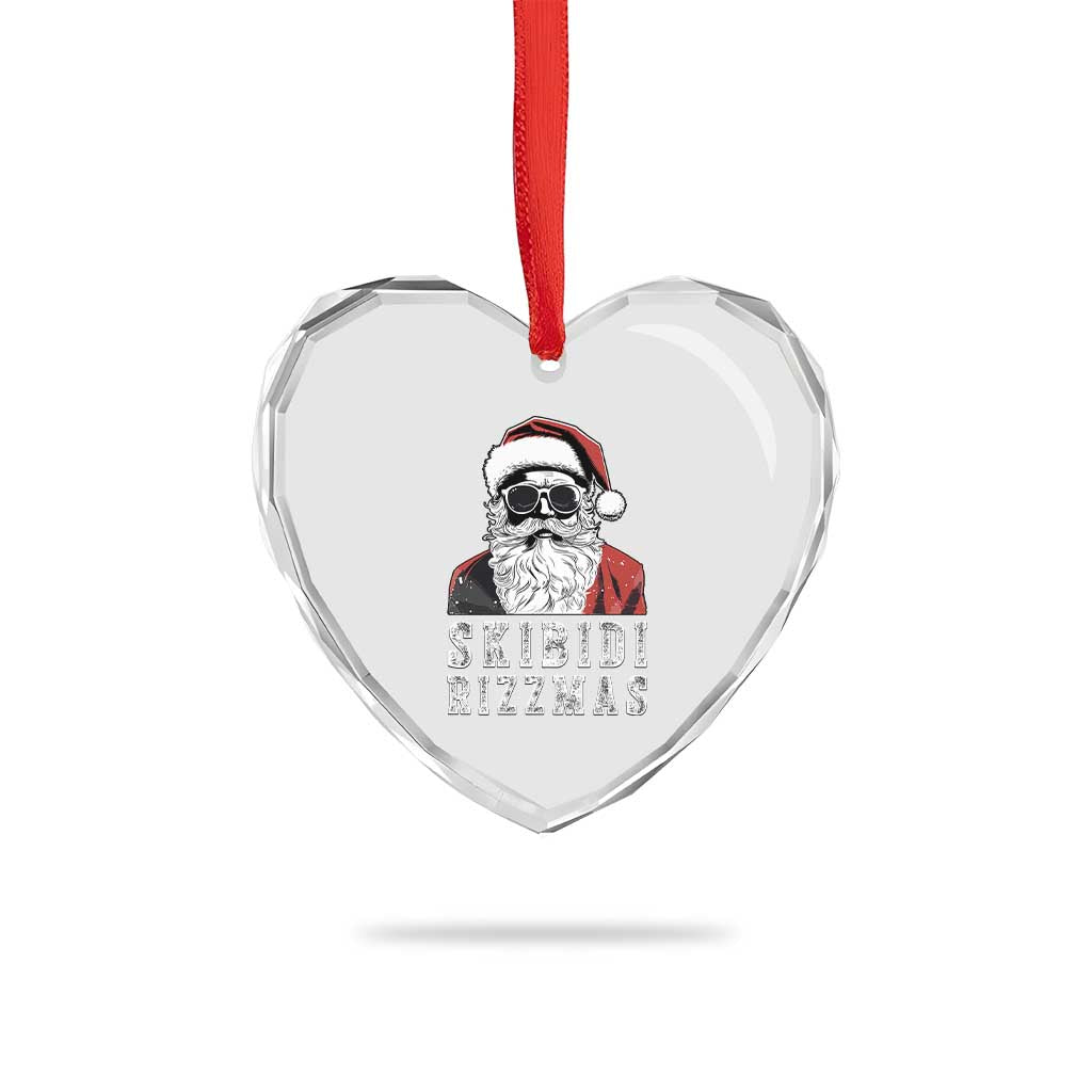 Funny Xmas Santa Heart Crystal Glass Ornament Skibidi Rizzmas Cool Charisma Rizz Santa Claus TS11 Print Your Wear