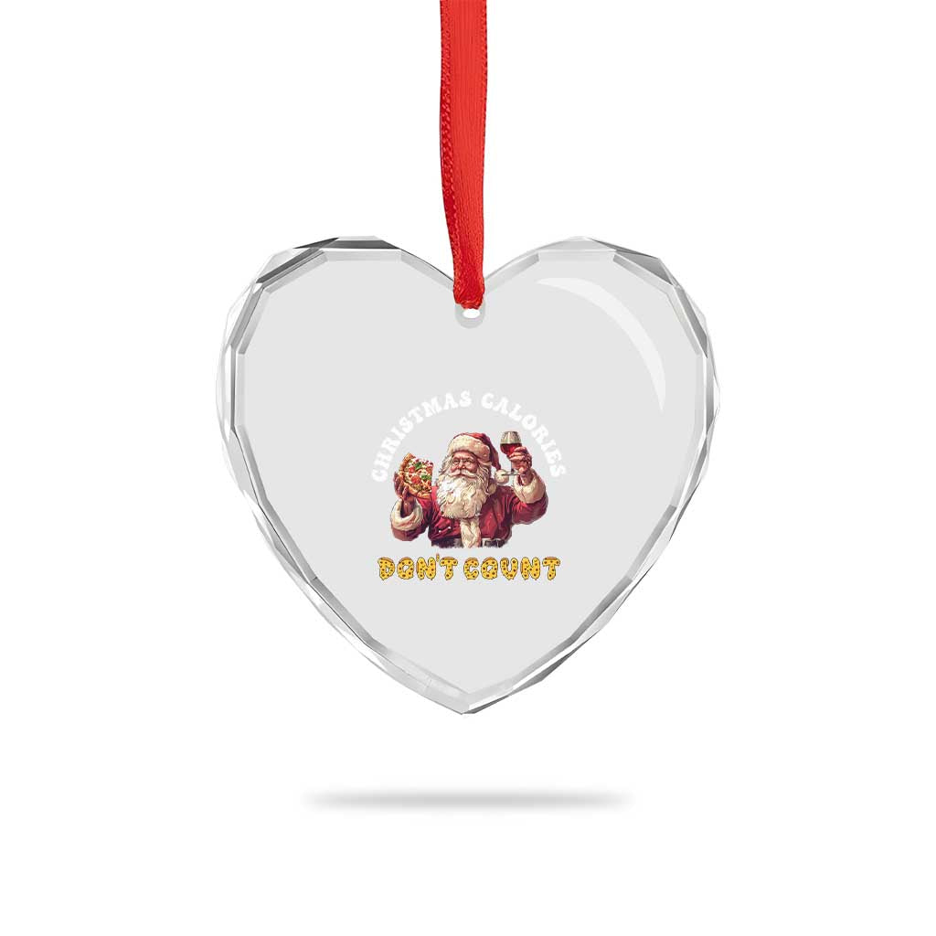 Funny Xmas Santa Heart Crystal Glass Ornament Xmas Calories Don't Count Pizza Wine TS11 Print Your Wear