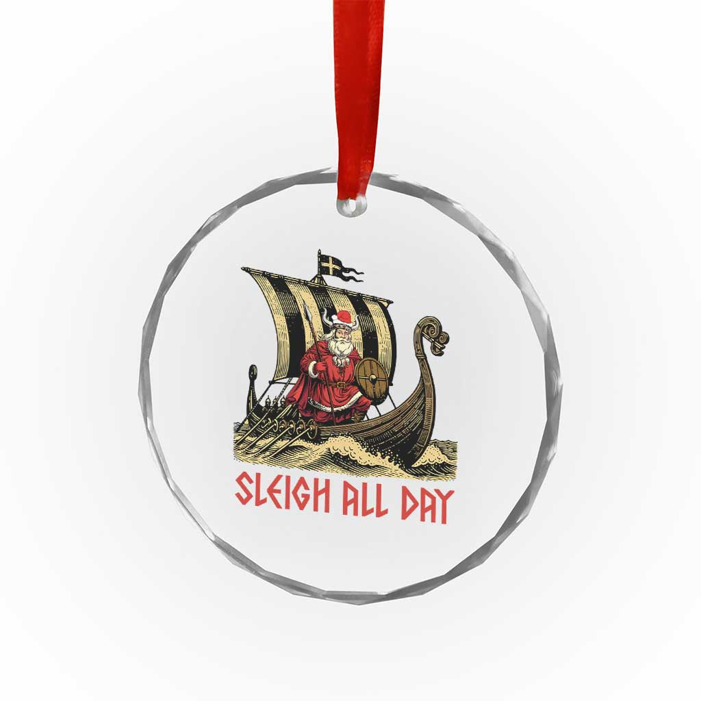 Funny Xmas Santa Viking Crystal Glass Ornament Sleigh All Day Xmas Pagan Norse Longship TS11 Print Your Wear
