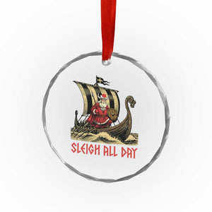 Funny Xmas Santa Viking Crystal Glass Ornament Sleigh All Day Xmas Pagan Norse Longship TS11 Print Your Wear