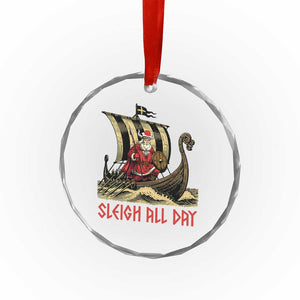 Funny Xmas Santa Viking Crystal Glass Ornament Sleigh All Day Xmas Pagan Norse Longship TS11 Print Your Wear