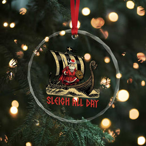 Funny Xmas Santa Viking Crystal Glass Ornament Sleigh All Day Xmas Pagan Norse Longship TS11 Print Your Wear