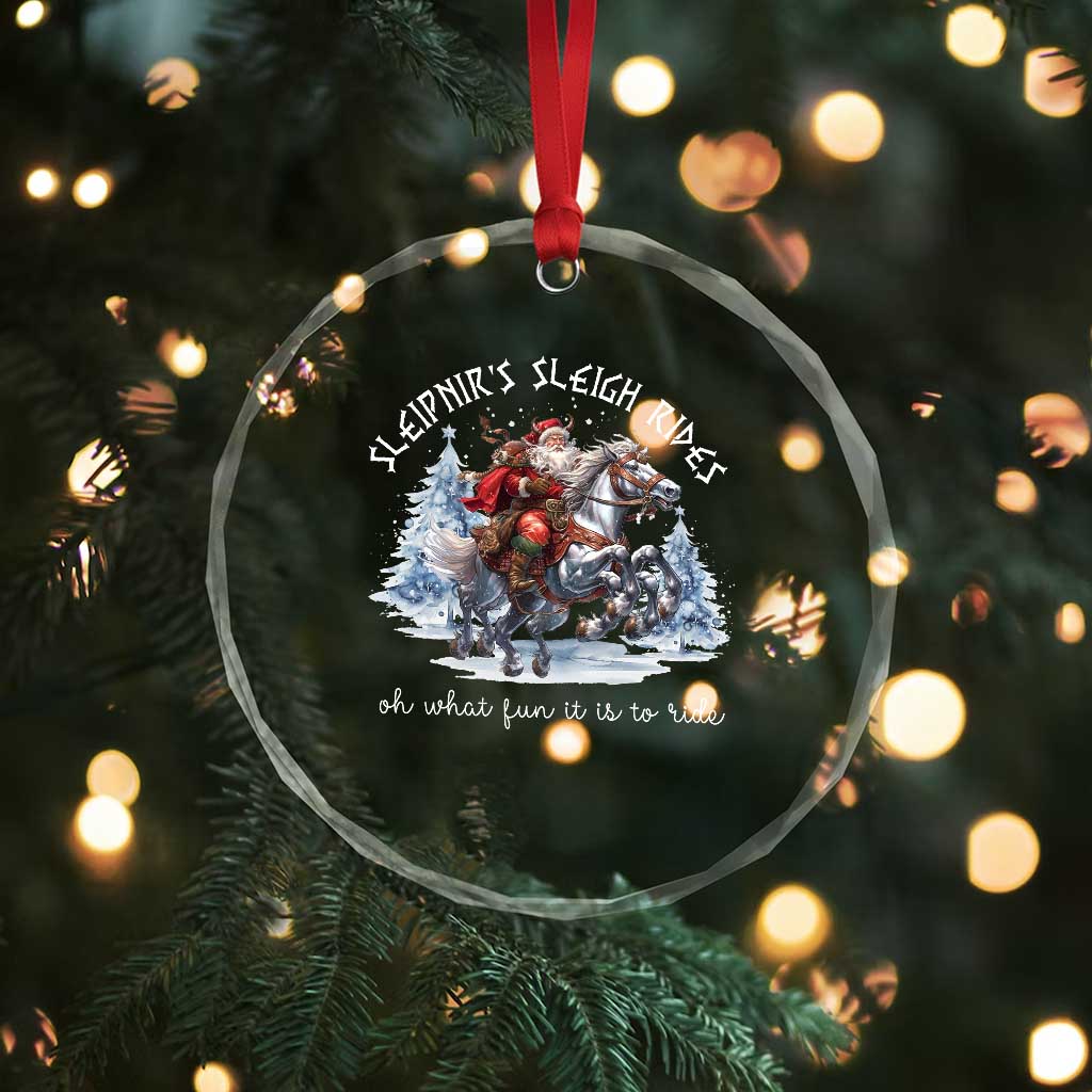 Funny Xmas Santa Viking Crystal Glass Ornament Sleipnir's Sleigh Rides Oh What Fun It Is To Ride TS11 Print Your Wear