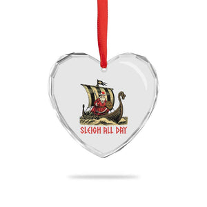 Funny Xmas Santa Viking Heart Crystal Glass Ornament Sleigh All Day Xmas Pagan Norse Longship TS11 Print Your Wear